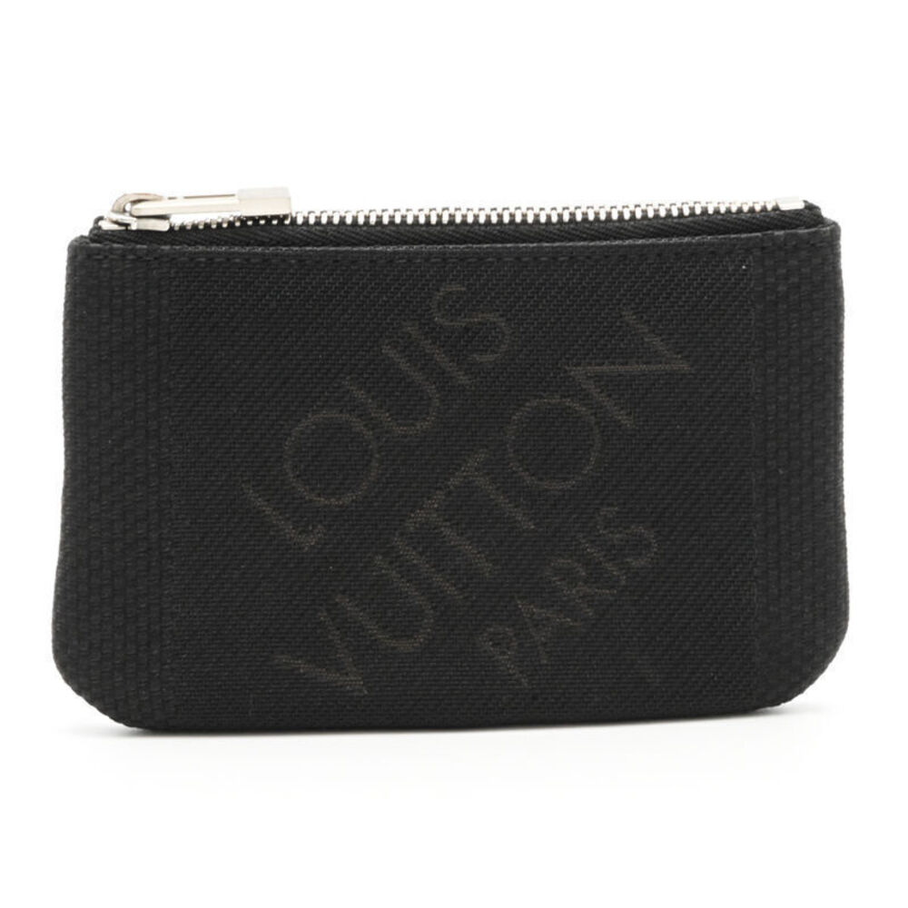 Louis Vuitton Pochette Damier Geant Key Holder Pouch Canvas Leather Noir Black